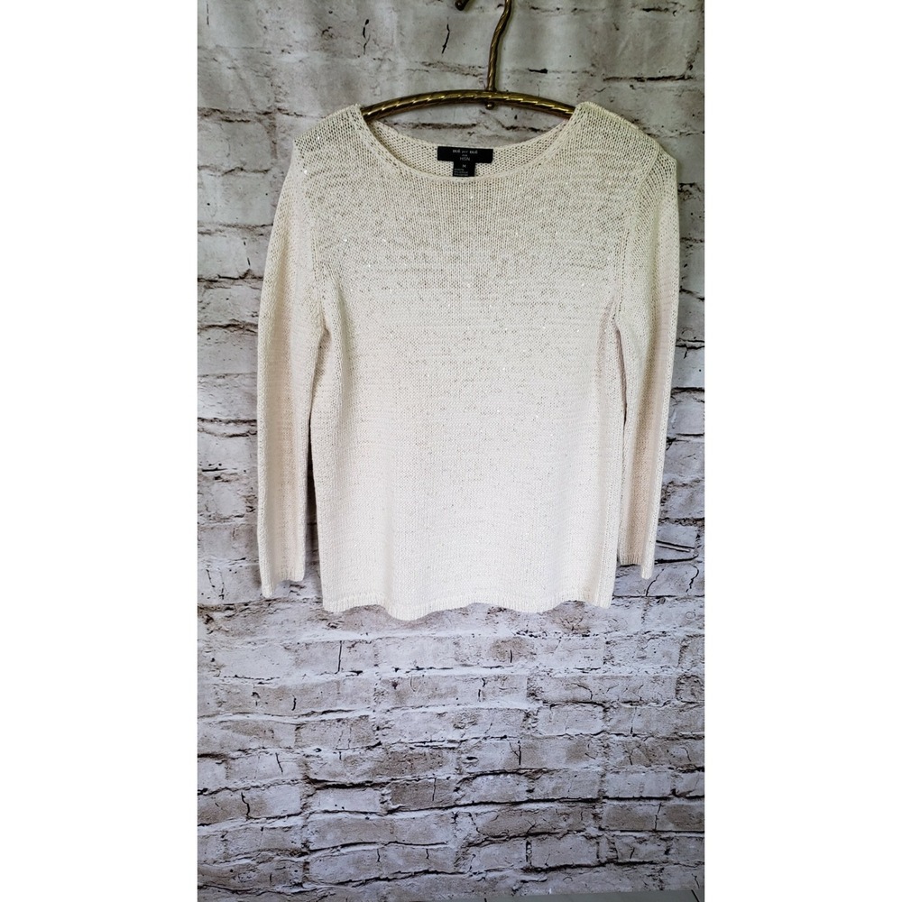 DUE PER DUE Ivory pull over Sweater cotton blend Sz M